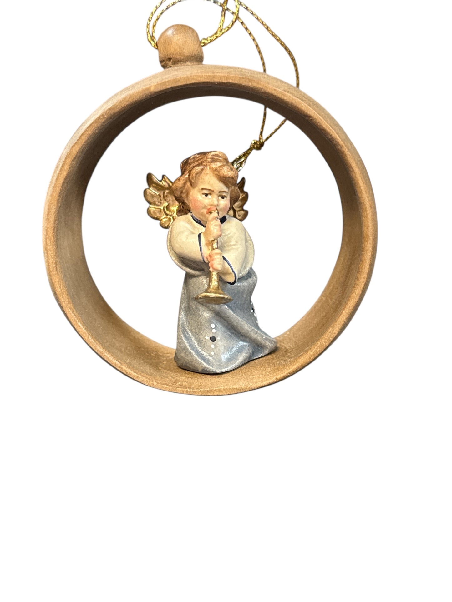 3.5x3.5" Hand-Painted Angel Ornament in Wood Frame