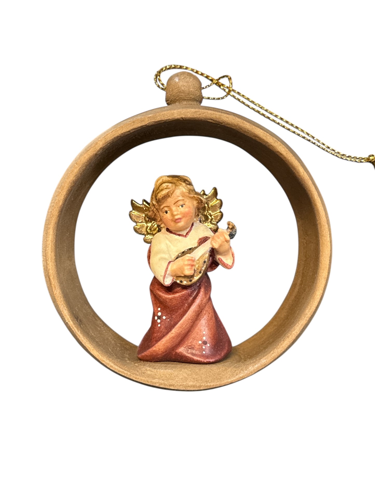 3.5x3.5" Hand-Painted Angel Ornament in Wood Frame