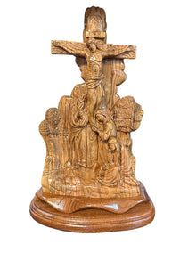 5x8.5x13" Olive Wood Crucifixion Scene – Hand-Carved in Bethlehem