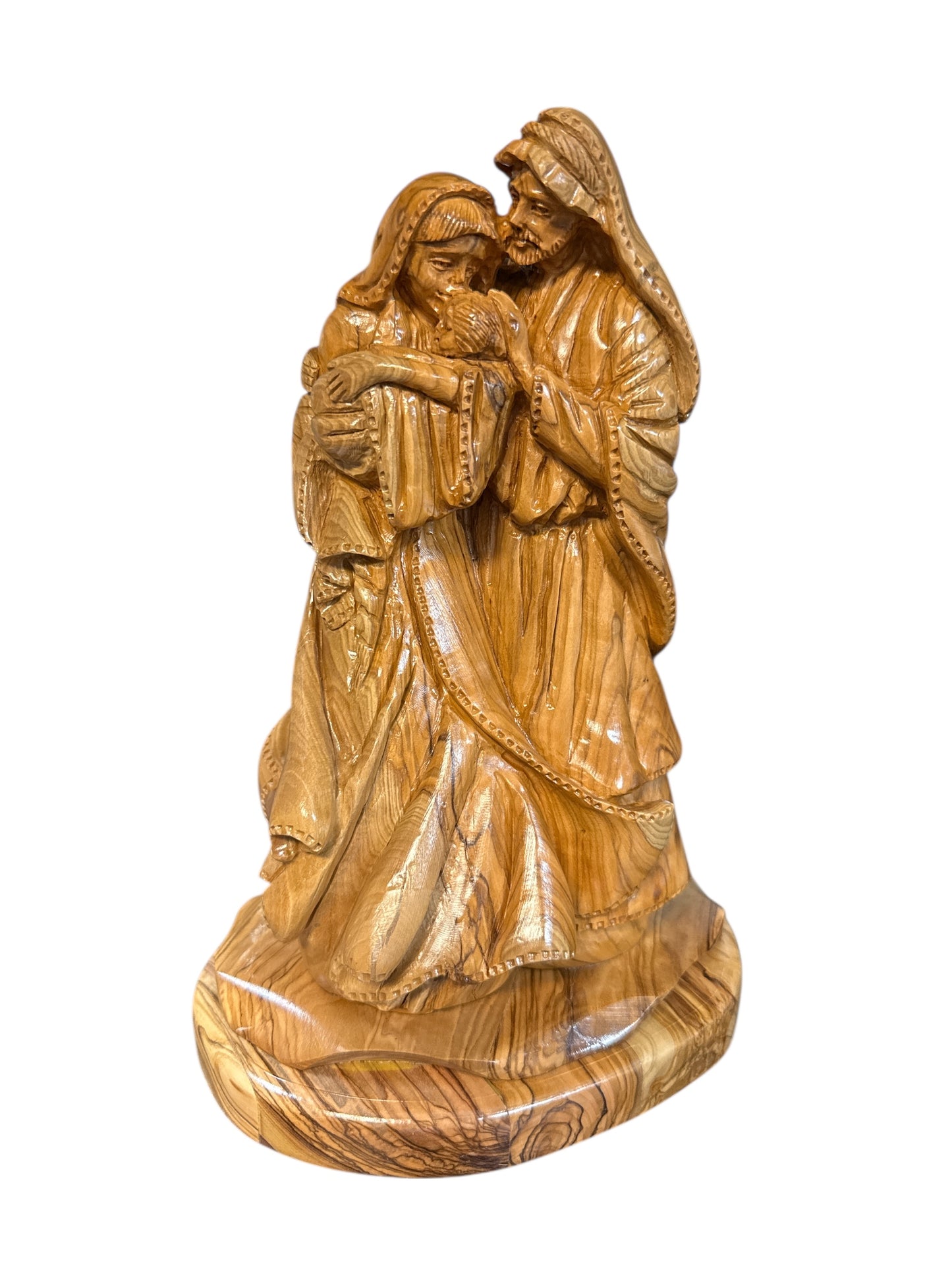 6x7x11" Olive Wood Holy Family Statue – Hand-Carved in Bethlehem