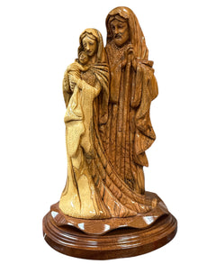 7.5x8.5x14" Olive Wood Holy Family Statue – Hand-Carved in Bethlehem