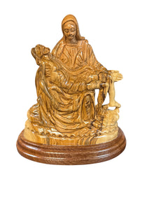 4x7x8" Olive Wood Pietà Statue – Hand-Carved in Bethlehem
