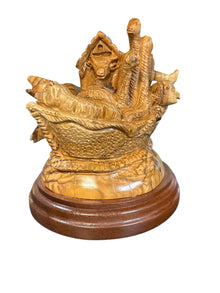5.5x5.5x6" Olive Wood Noah’s Ark Figurine – Hand-Carved in Bethlehem