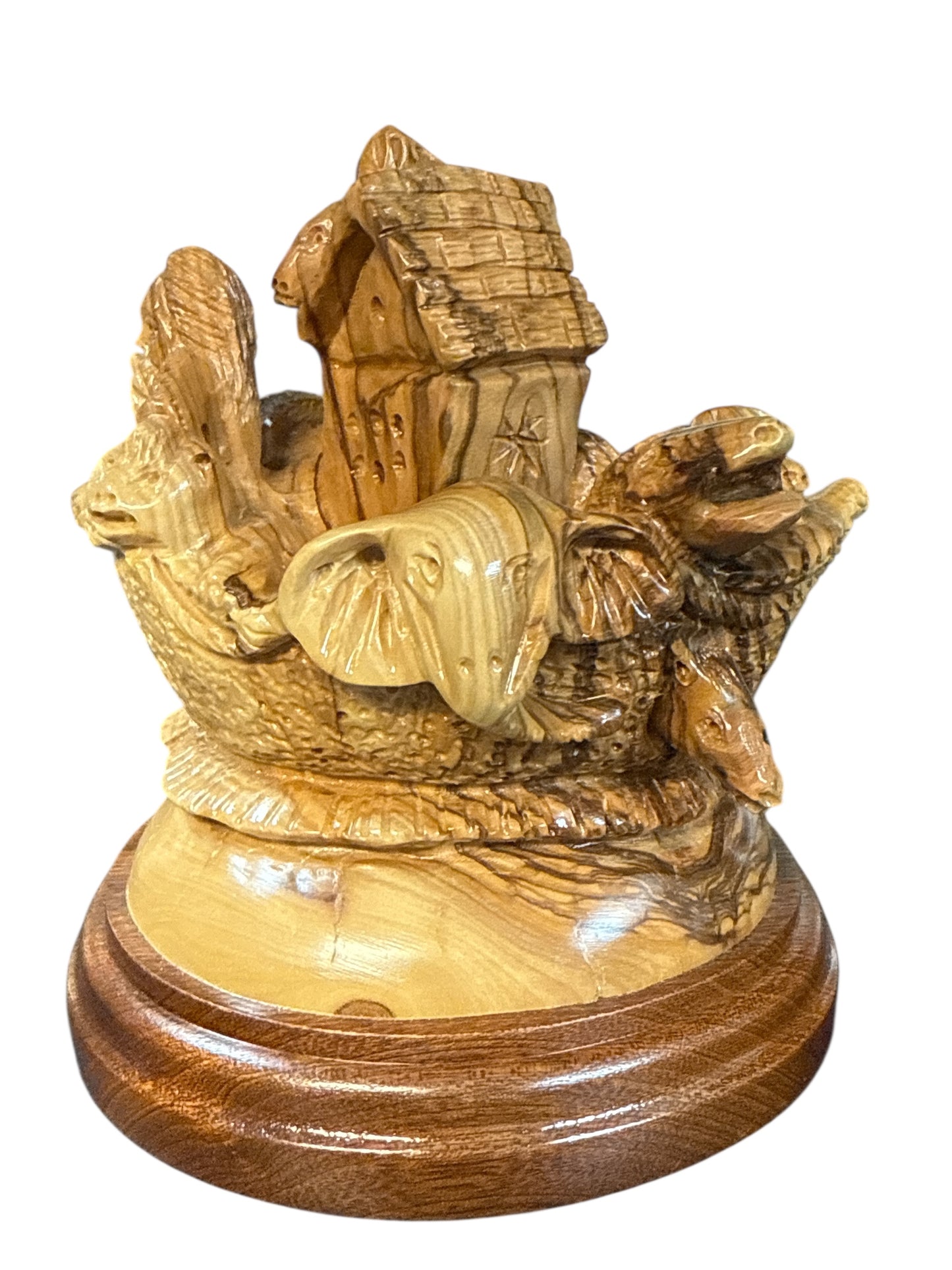 5.5x5.5x6" Olive Wood Noah’s Ark Figurine – Hand-Carved in Bethlehem