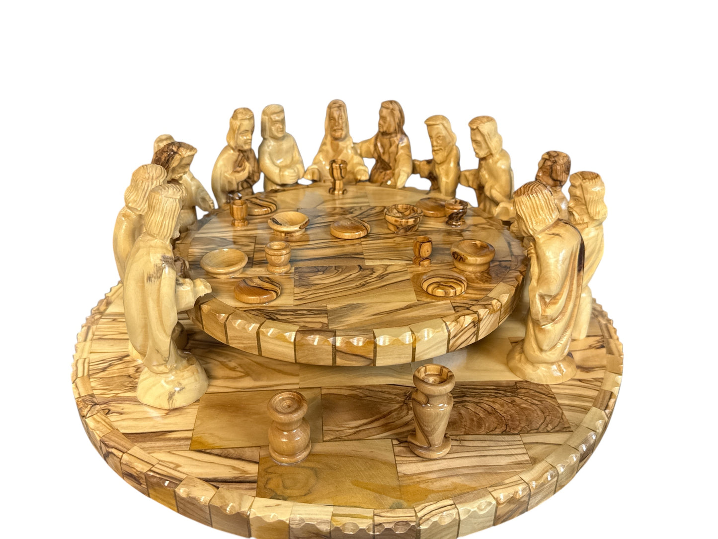 13x13x6" Olive Wood Last Supper Sculpture – Hand-Carved in Bethlehem