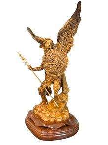 St. Raphael the Archangel — Hand-Carved Olive Wood Statue (6x8x15)