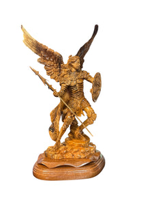 St. Raphael the Archangel — Hand-Carved Olive Wood Statue (6x8x15)
