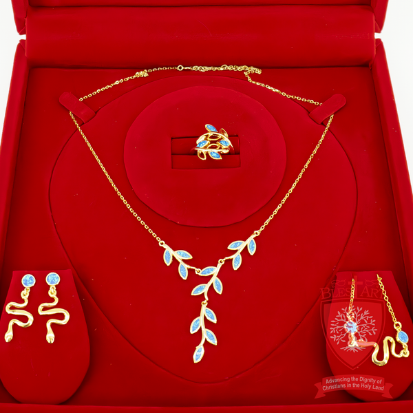 Mystic Serenity: Gold-Plated High-End Jewelry Set with Blue Gems