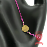 Divine Grace Gold-Plated Cross Bracelet on Purple Cord