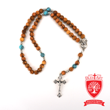 Olive Wood Rosary with Mary Icon and Holy Soil