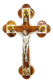 Roman crucifix, With mother of pearls and holy items, Different sizes available.