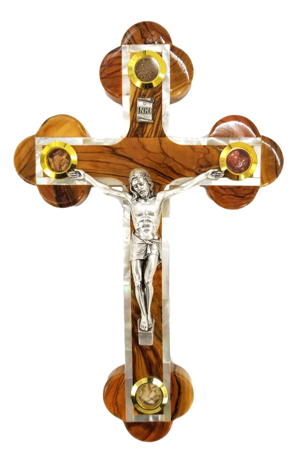 Roman crucifix, With mother of pearls and holy items, Different sizes available.