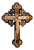 Jerusalem Crucifix with Wooden figure with Holy Items