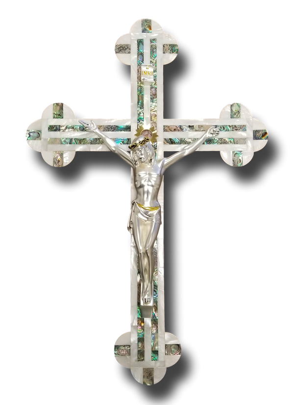 Roman Cross, with Abalone and Mother of Pearls seashells