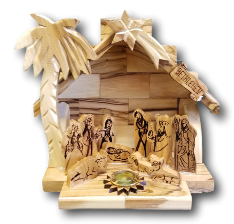 Nativity set, Musical, With incense from the tomb of Jesus, Available in different sizes