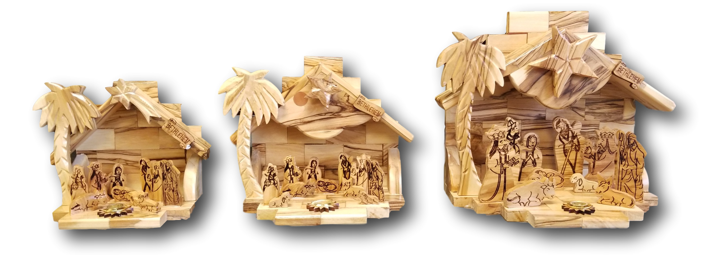 Nativity set, Musical, With incense from the tomb of Jesus, Available in different sizes