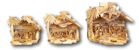 Nativity set, Musical, With incense from the tomb of Jesus, Available in different sizes