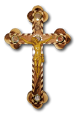 Roman Crucifix, Chevron with Holy Items, Available in Wooden and porcelain Body, Size: 15.7"/40 cm - Blest Art, Inc. 