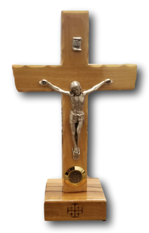 Latin Crucifix with one Holy Item. Available in two sizes - Blest Art, Inc. 