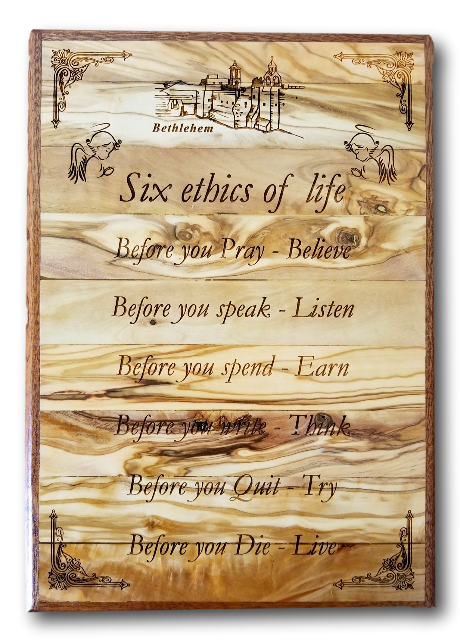 Six Ethics of Life plaque, Size: 8.5" x 12.2"