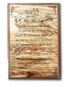 My Mother plaque, Size: 8.5" x 12.2"
