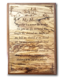 My Mother plaque, Size: 8.5" x 12.2"