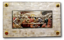 Icon of the Last Supper, Silver plated, Sea Shells Frame