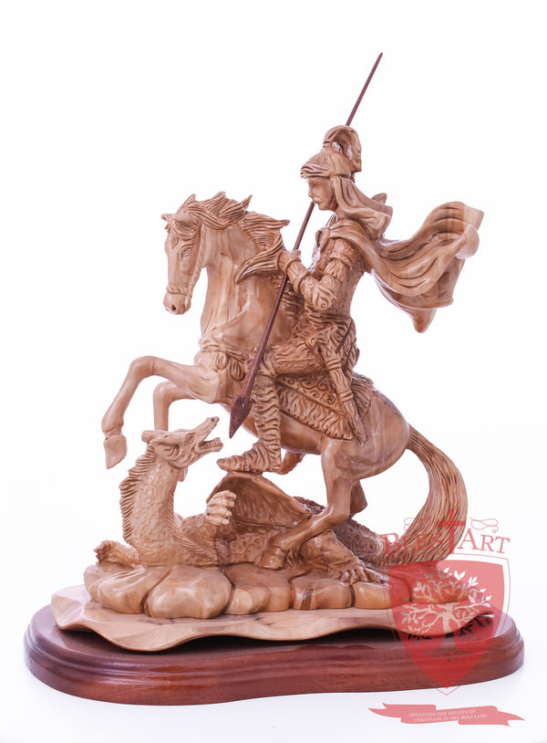 St. George defeating the dragon, Cathedral Quality, Size:  13.5" 10" 15"