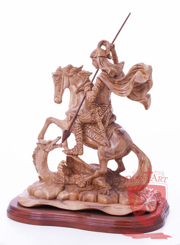 St. George defeating the dragon, Cathedral Quality, Size:  13.5" 10" 15"