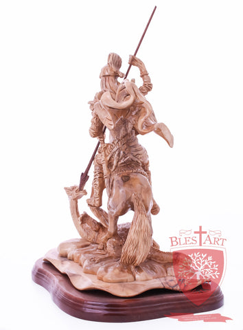 St. George defeating the dragon, Cathedral Quality, Size:  13.5" 10" 15"