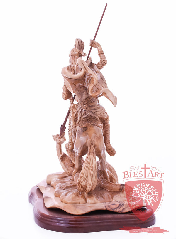 St. George defeating the dragon, Cathedral Quality, Size:  13.5" 10" 15"