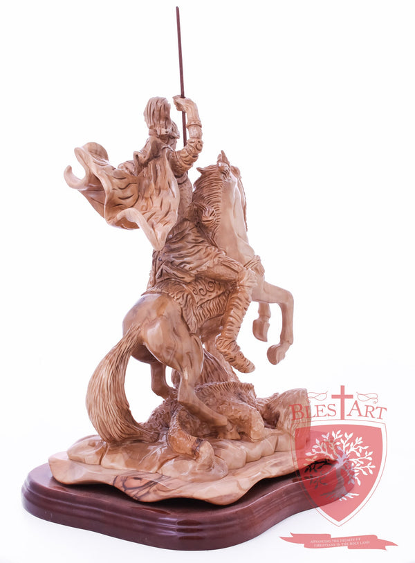 St. George defeating the dragon, Cathedral Quality, Size:  13.5" 10" 15"