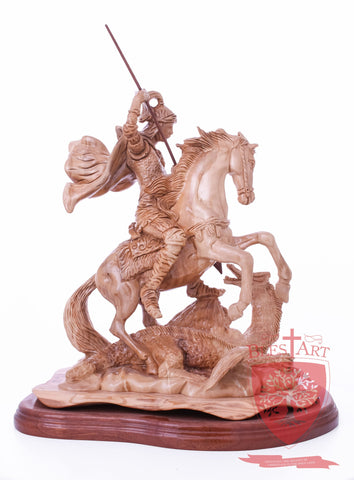 St. George defeating the dragon, Cathedral Quality, Size:  13.5" 10" 15"