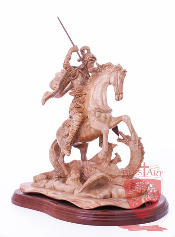 St. George defeating the dragon, Cathedral Quality, Size:  13.5" 10" 15"