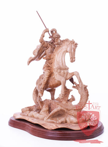 St. George defeating the dragon, Cathedral Quality, Size:  13.5" 10" 15"