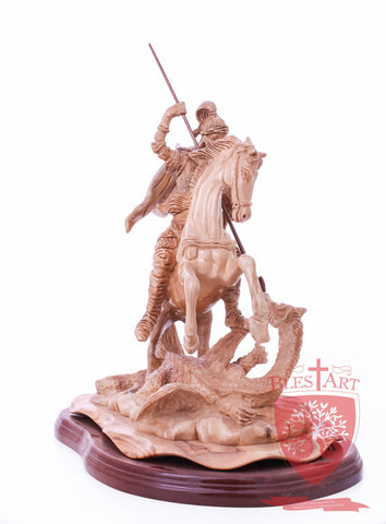 St. George defeating the dragon, Cathedral Quality, Size:  13.5" 10" 15"