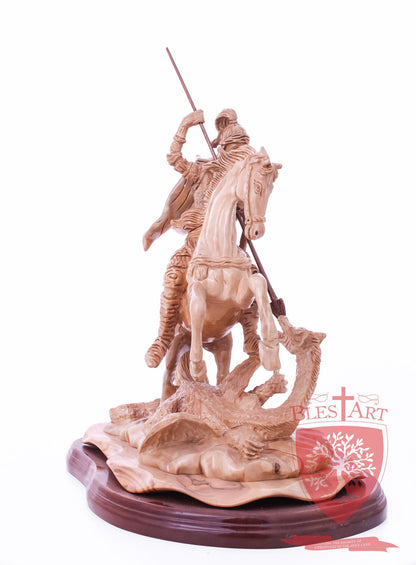 St. George defeating the dragon, Cathedral Quality, Size:  13.5" 10" 15"