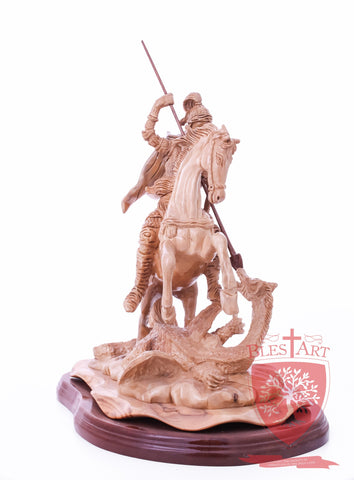 St. George defeating the dragon, Cathedral Quality, Size:  13.5" 10" 15"