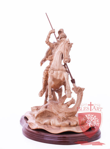 St. George defeating the dragon, Cathedral Quality, Size:  13.5" 10" 15"