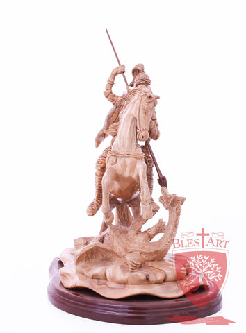 St. George defeating the dragon, Cathedral Quality, Size:  13.5" 10" 15"