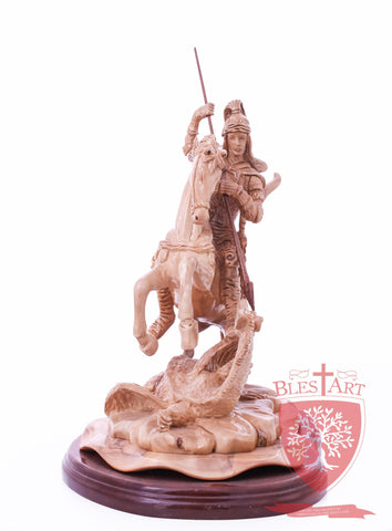 St. George defeating the dragon, Cathedral Quality, Size:  13.5" 10" 15"