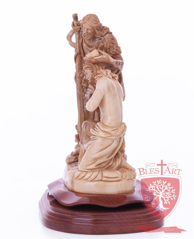 Jesus Baptism, By John The Baptist in The Jordan River, Size 9.5"/25 cm Height