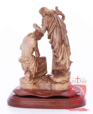 Jesus Baptism, By John The Baptist in The Jordan River, Size 9.5"/25 cm Height