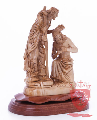 Jesus Baptism, By John The Baptist in The Jordan River, Size 9.5"/25 cm Height