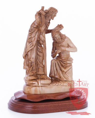 Jesus Baptism, By John The Baptist in The Jordan River, Size 9.5"/25 cm Height