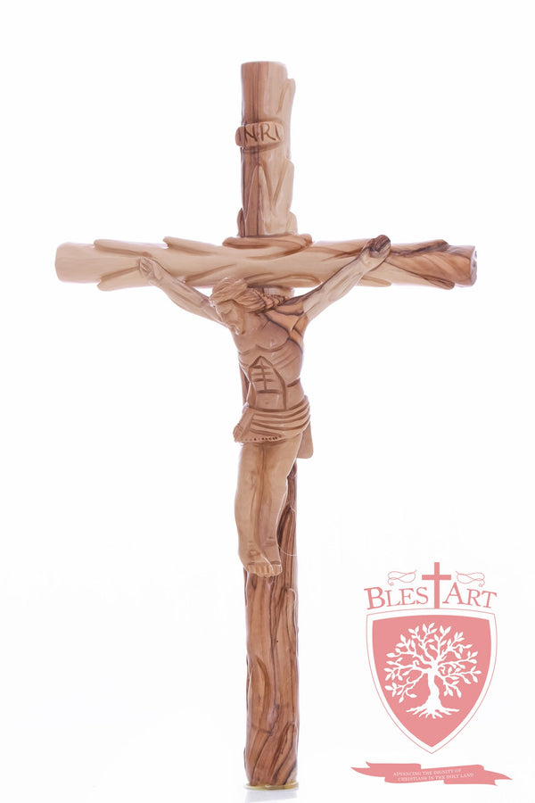 Latin Cross, with a hand Carved body, Size: 14"/ 35 cm