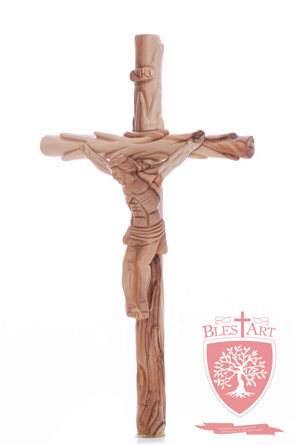 Latin Cross, with a hand Carved body, Size: 14"/ 35 cm