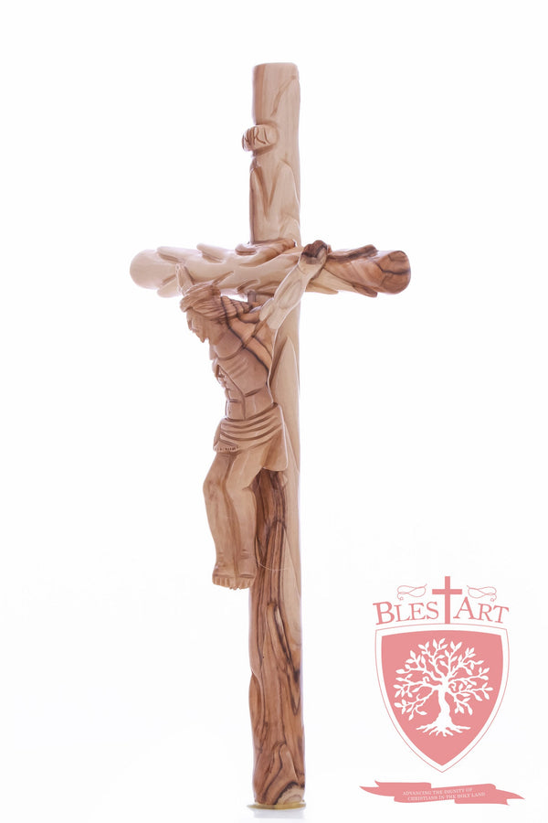 Latin Cross, with a hand Carved body, Size: 14"/ 35 cm