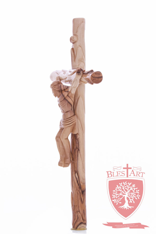 Latin Cross, with a hand Carved body, Size: 14"/ 35 cm