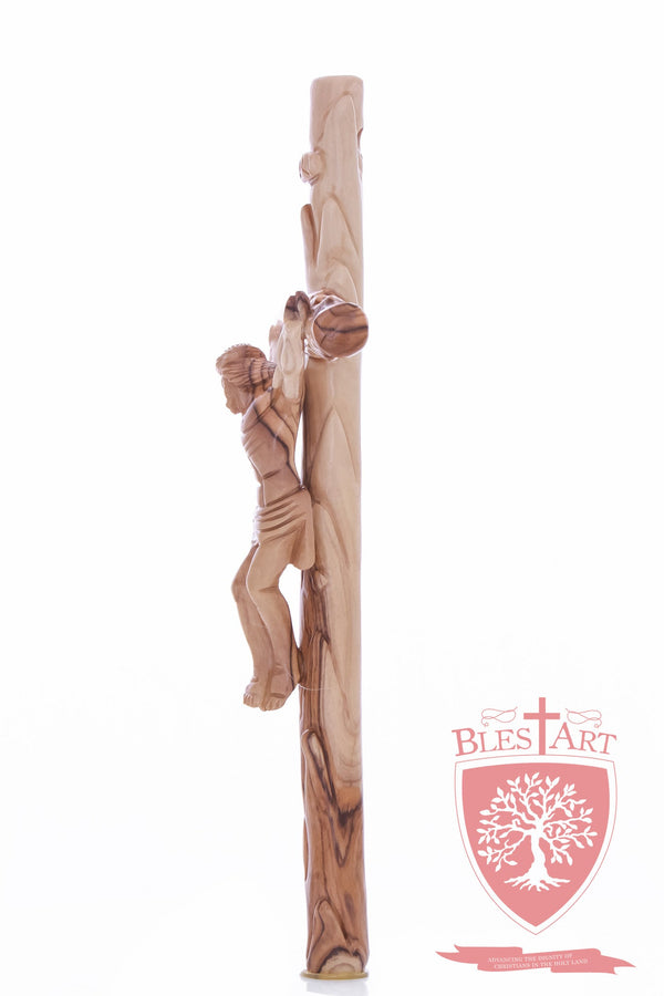 Latin Cross, with a hand Carved body, Size: 14"/ 35 cm